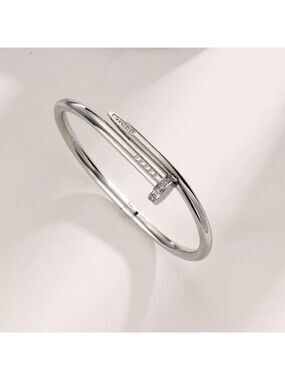 Stainless Steel Nail Bangle | Zircon Stones | Waterproof, Tarnish Proof